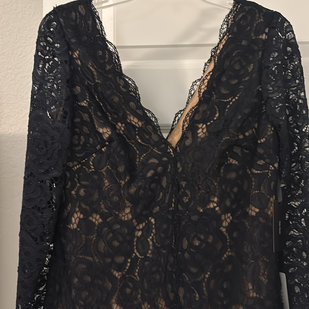 Vera Wang Nordstrom Dress navy nude v neck lace cocktail SZ 10 formal dressy NWT - Picture 2 of 16